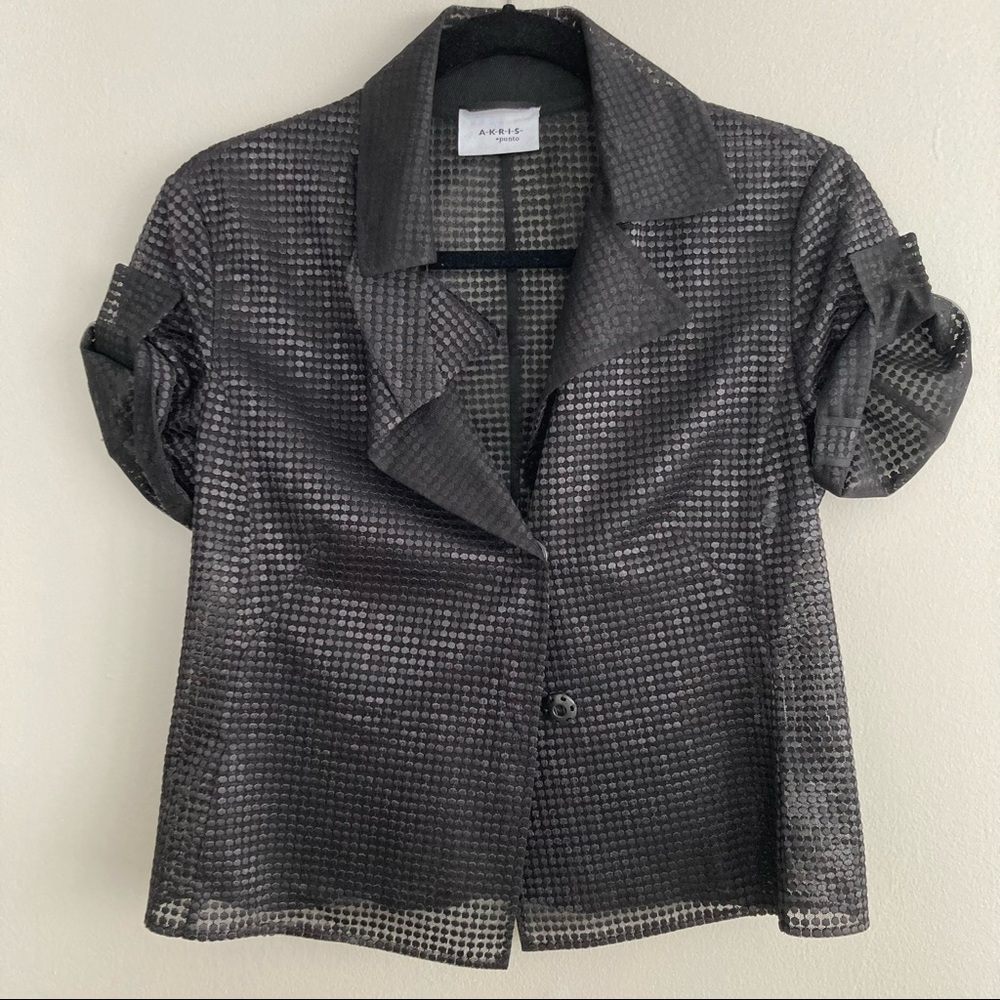 NWOT Akris Punto Short Sleeve Sheer Dot Blazer Size US 4